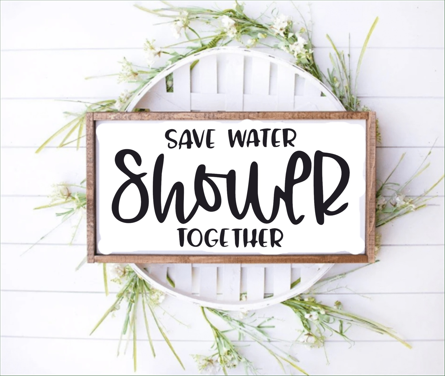 Purple LadyBug Decor Sign Save Water Shower Together Farmhouse Sign