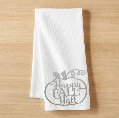 Purple LadyBug Decor Tea Towel Happy Fall Y'all -  Tea Towel