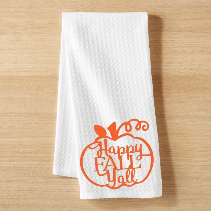 Purple LadyBug Decor Tea Towel Happy Fall Y'all -  Tea Towel