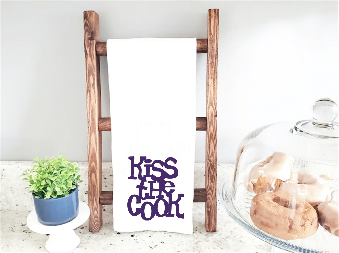 Purple LadyBug Decor Tea Towel Tea Towel Kiss the Cook