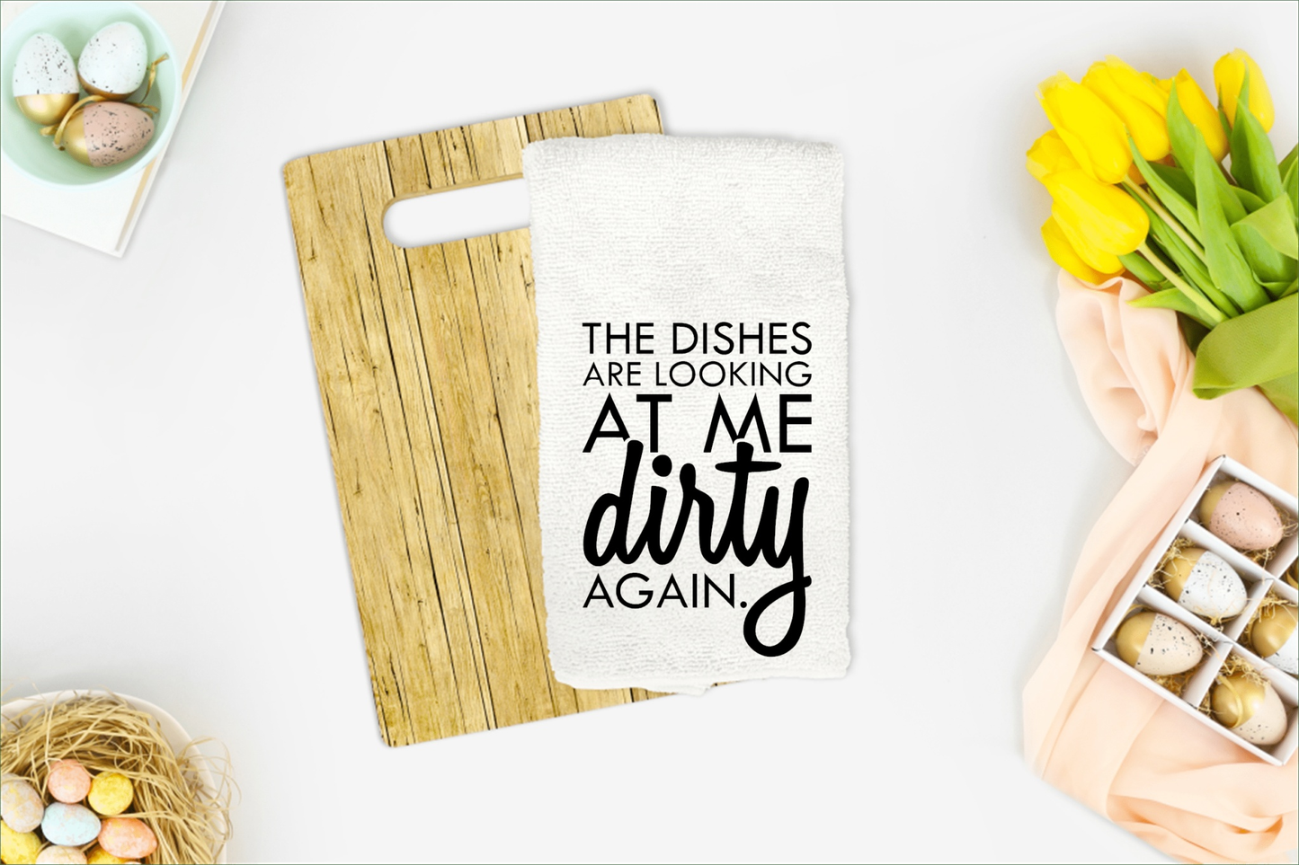 Purple LadyBug Decor Tea Towel The Dishes are Looking at Me Dirty Again Tea Towel