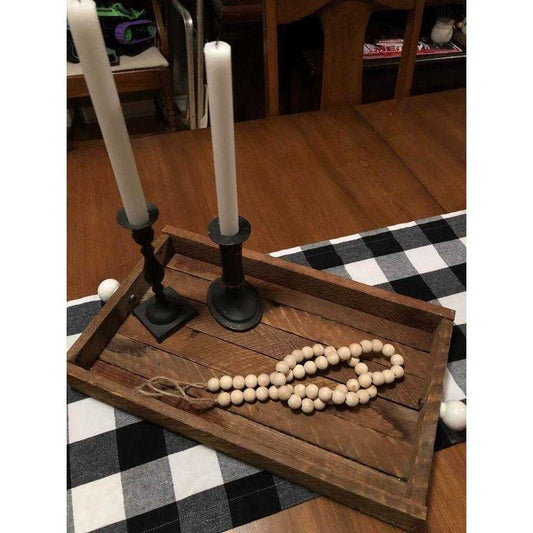 Purple LadyBug Decor Tray Tobacco Slat Serving Tray with Handles