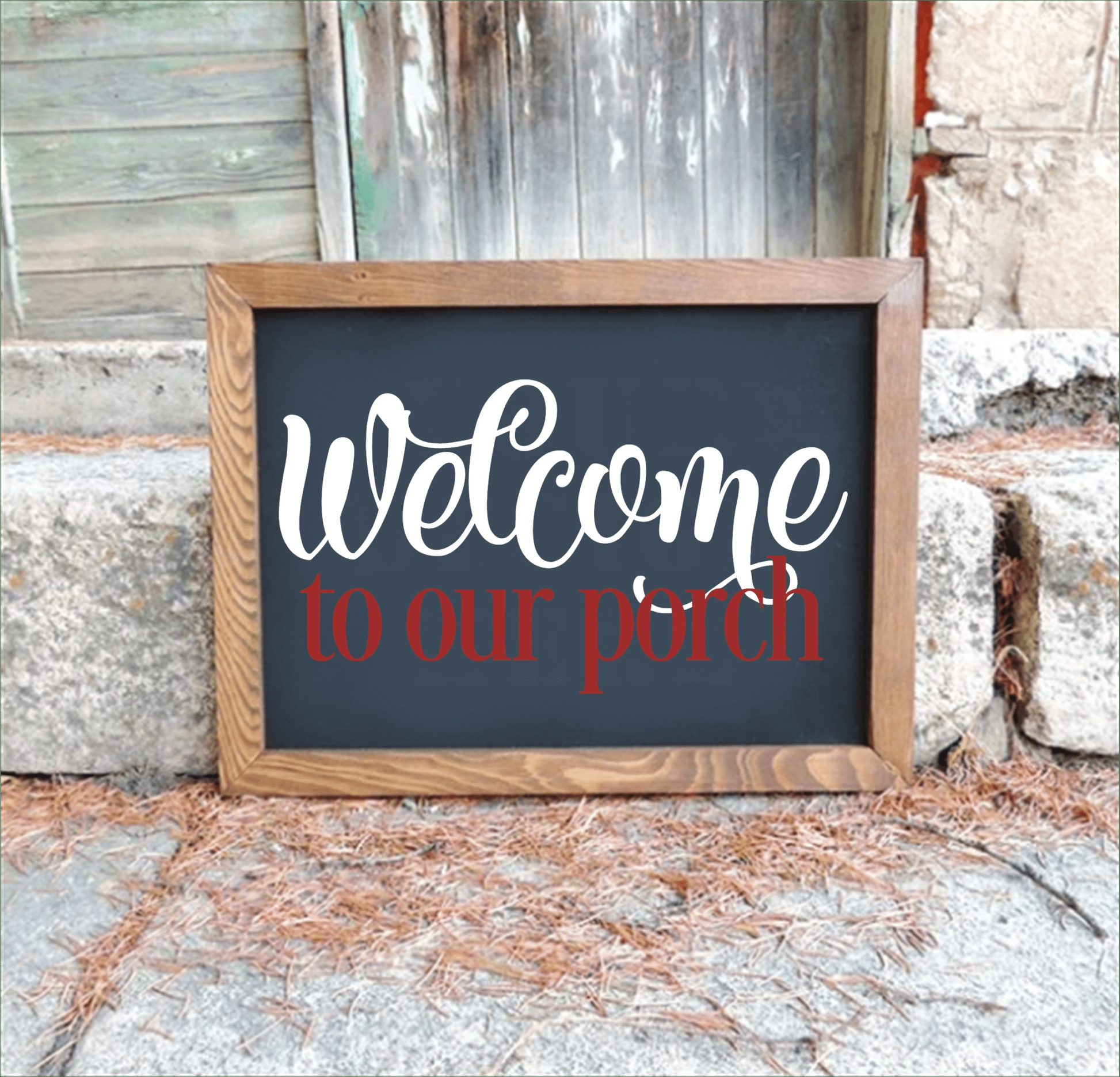 Purple LadyBug Decor Welcome to our our Porch Wood Sign